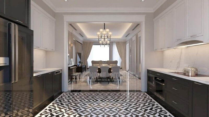 Tủ bếp biệt thự cao cấp phong cách hiện đại, trẻ trung Tủ bếp biệt thự