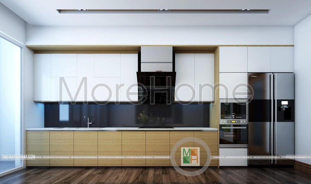 Nội thất phòng bếp gỗ công nghiệp hiện đại đẹp cho nhà phố Nội thất phòng bếp gỗ công nghiệp