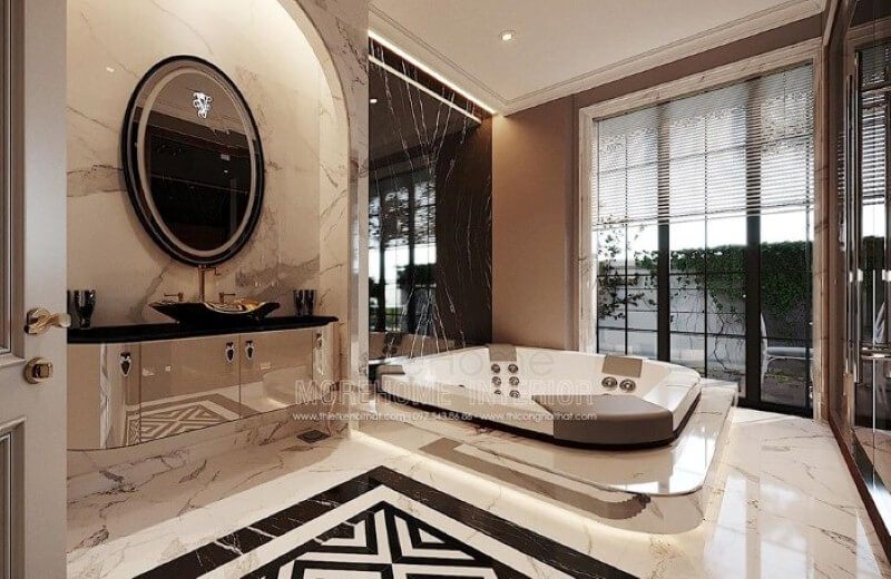 Thiết kế nội thất phòng tắm đẹp sang trọng với đồ nội thất cao cấp.