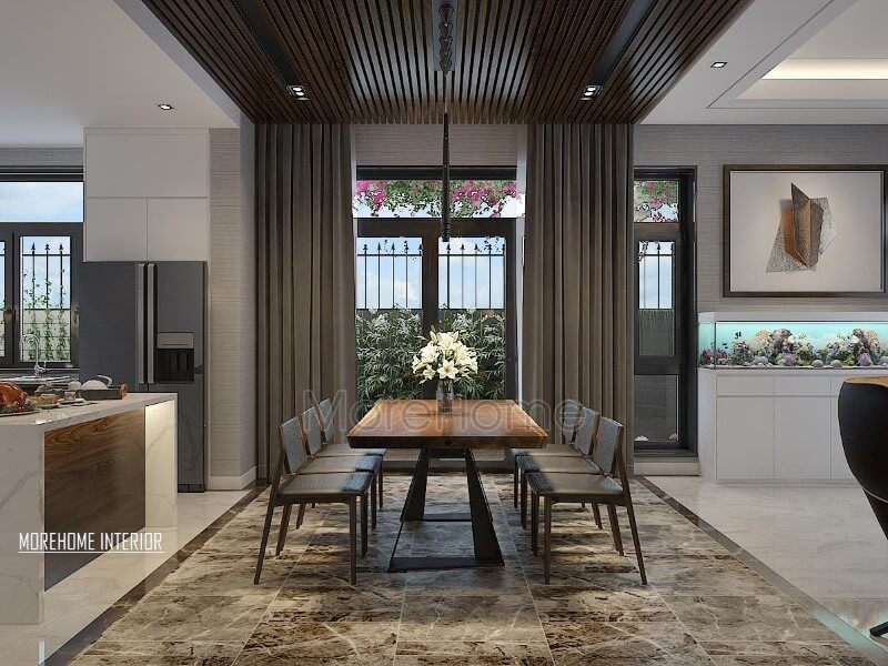 Không gian phòng ăn hiện đại, đẹp sang trọng nhưng khá gần gũi với thiên nhiên.