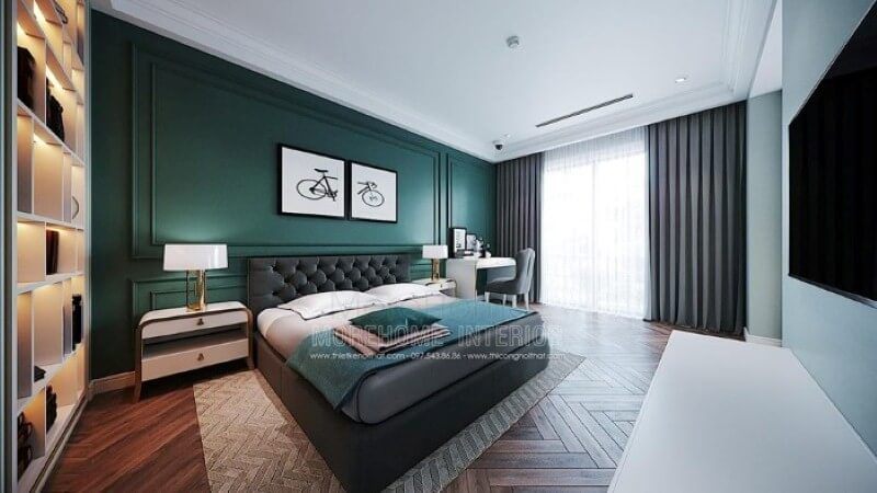 Giường ngủ, tab đầu giường màu trắng cao cấp kiểu dáng sang trọng tạo nét đẹp ấn tượng cuốn hút cho phòng ngủ đương đại.