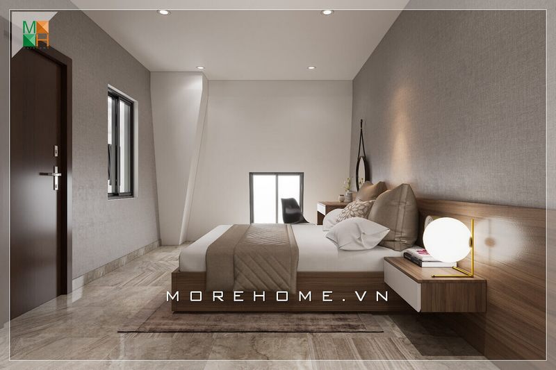 Phong cách thiết kế phòng ngủ nhà phố hiện đại tao nhã và sang trọng.