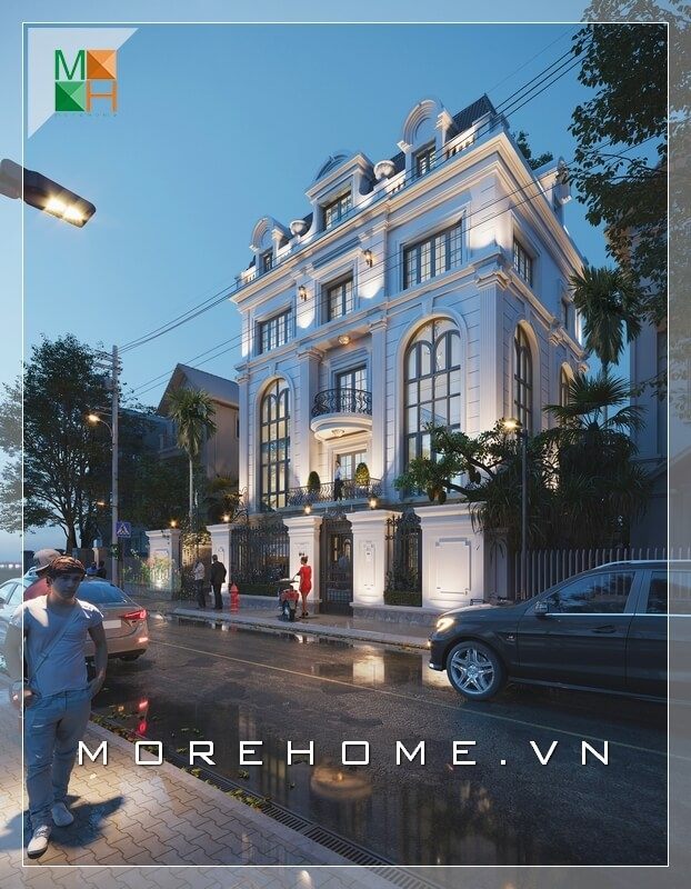 Mẫu thiết kế kiến trúc cao cấp cho biệt thự theo phong cách tân cổ điển hoàng gia.