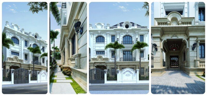 Thiết kế biệt thự 3 tầng kiến trúc tân cổ điển kiểu Pháp sang trọng tại KĐT Xuân Phương, Từ Liêm, Hà Nội