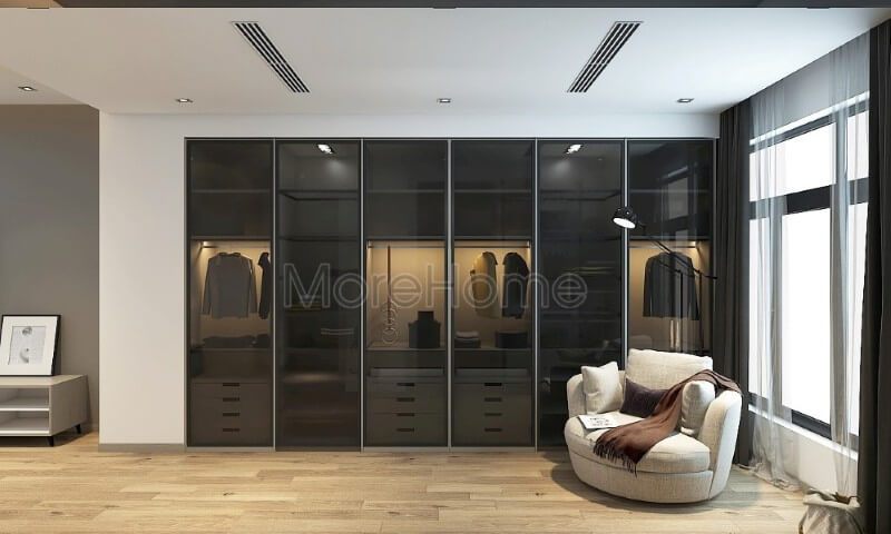 Mẫu tủ quần áo gỗ An Cường cao cấp kết hợp với cánh kính mang lại cảm giác sang trọng và tiện dụng