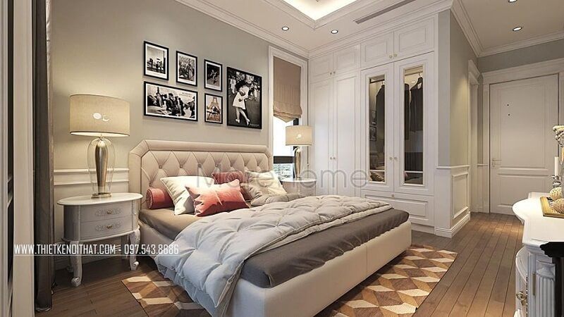 Mẫu tử quần áo gỗ tự nhiên hiện đại góp phần tạo nên một vẻ đẹp sang trọng và đẳng cấp cho căn phòng ngủ của gia chủ.